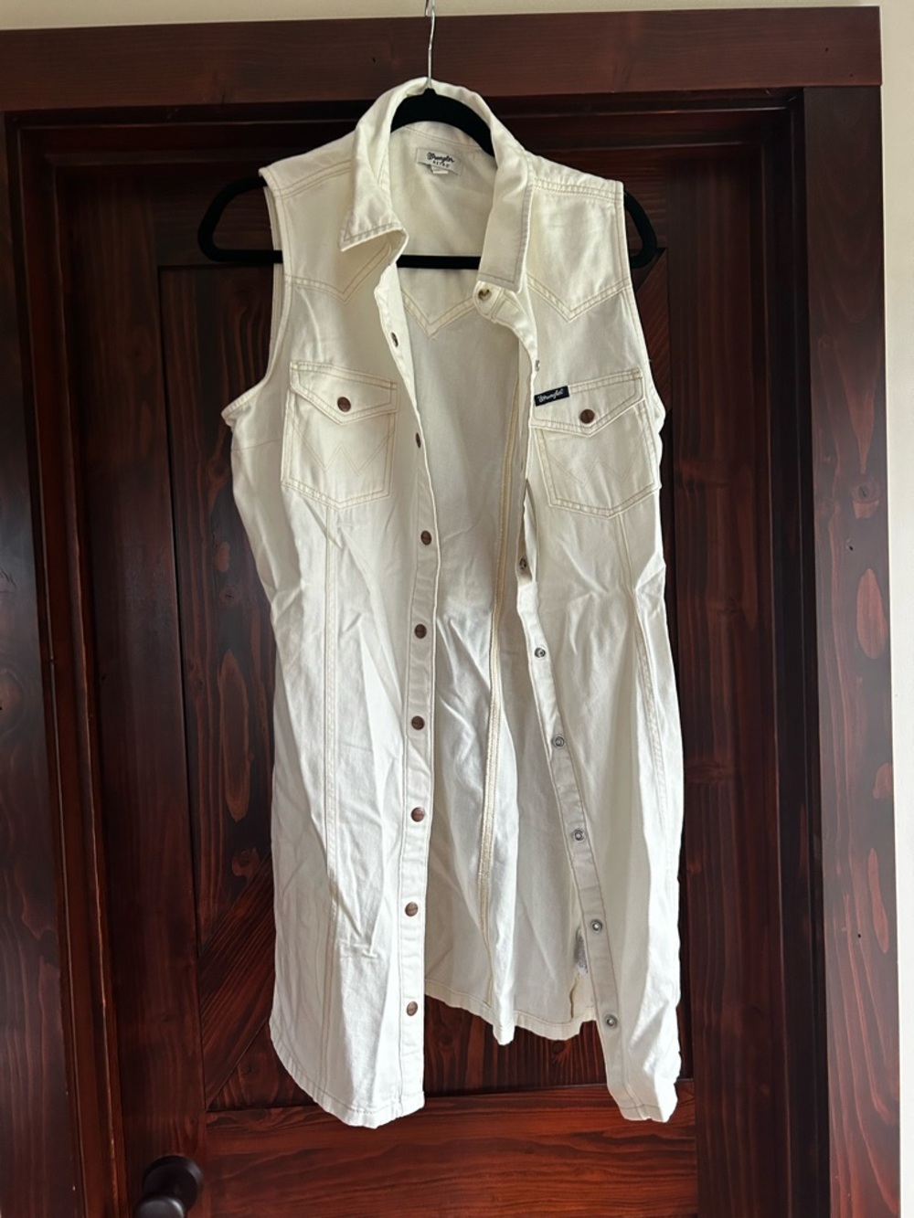 Wrangler White Sleeveless Denim Midi Dress